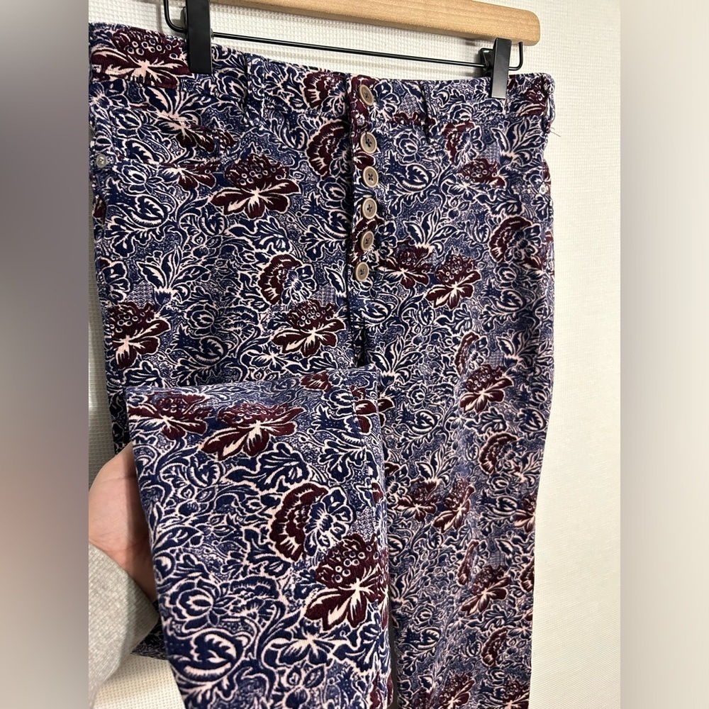Anthropologie Pilcro Purple Paisley Corduroy Skinny Pants